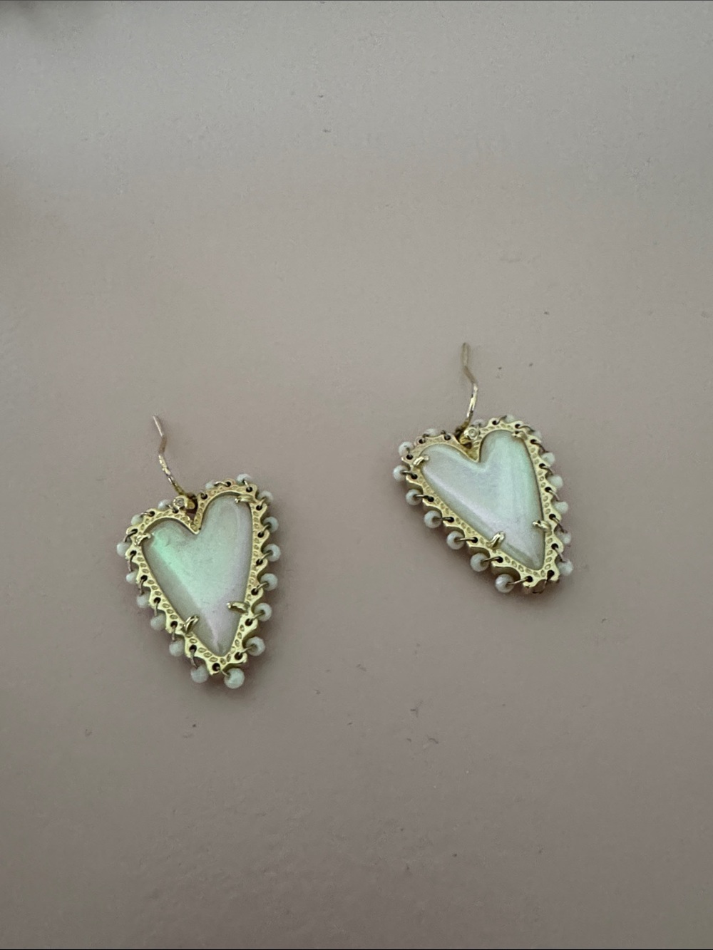 Kendra Scott Gold-Trim White Heart Drop Earrings